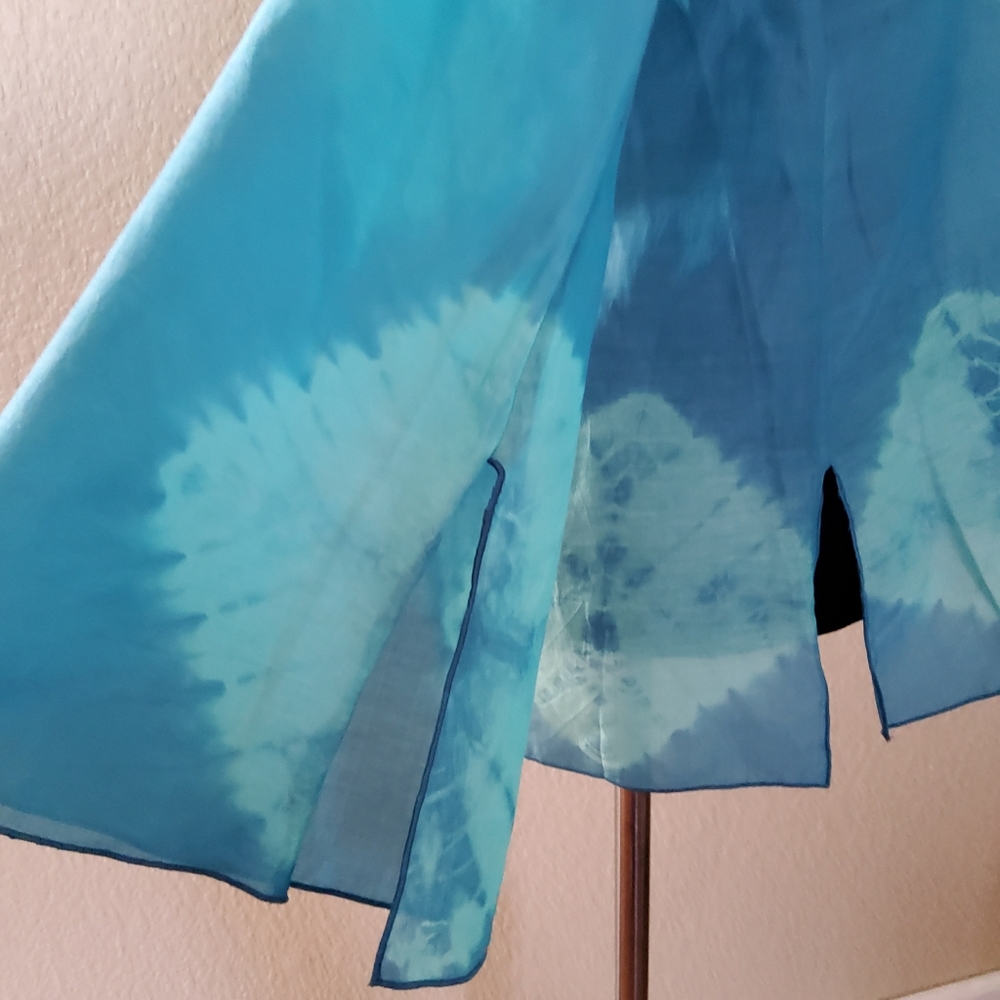 Hale Bob Cabana Silk Embroidered Beaded Tie Dye Peasant Top S Blue New - Picture 11 of 11